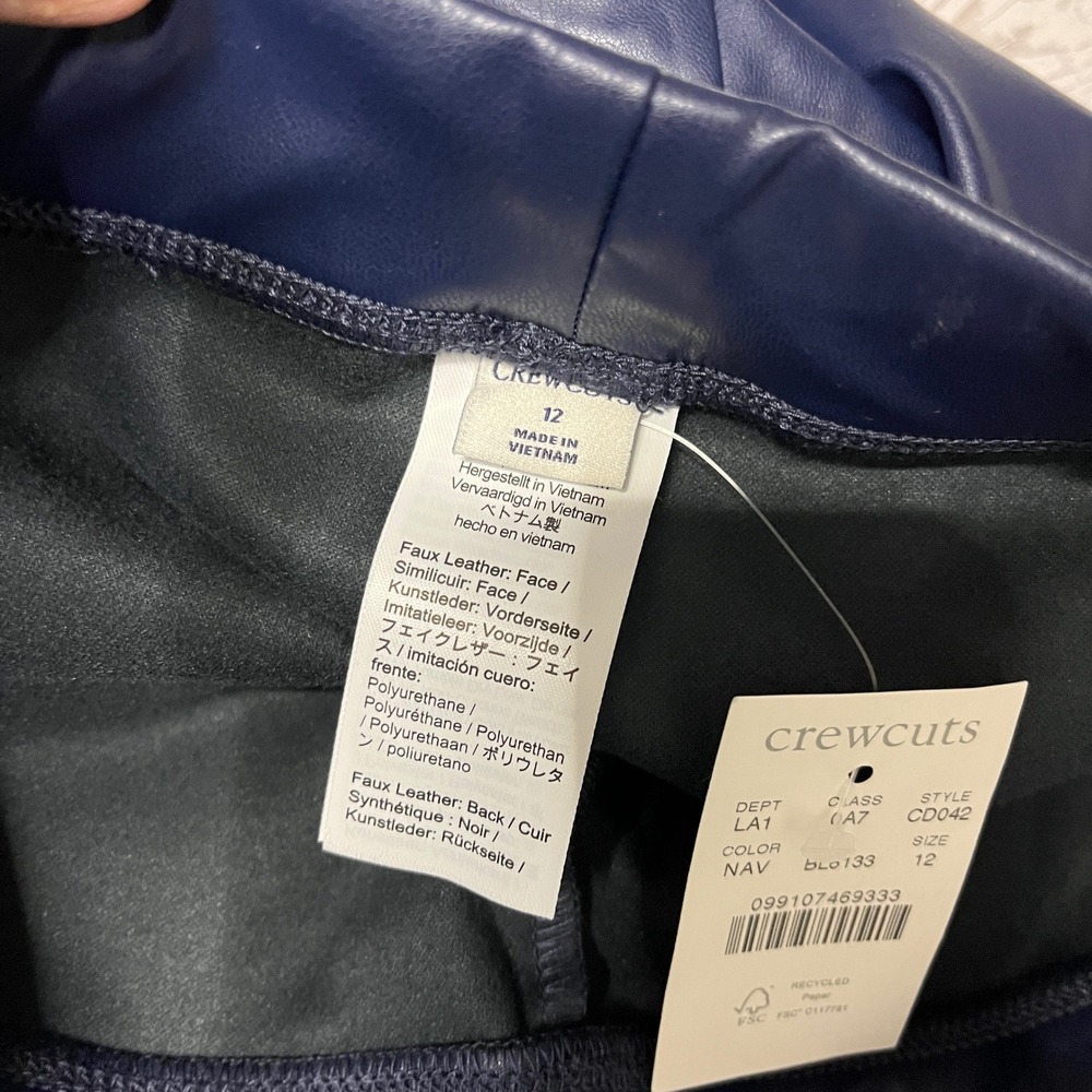 Crewcuts Kids Navy Blue Faux Leather Leggings Pants Size 12 NWT Vegan Chic Edgy - Picture 4 of 8